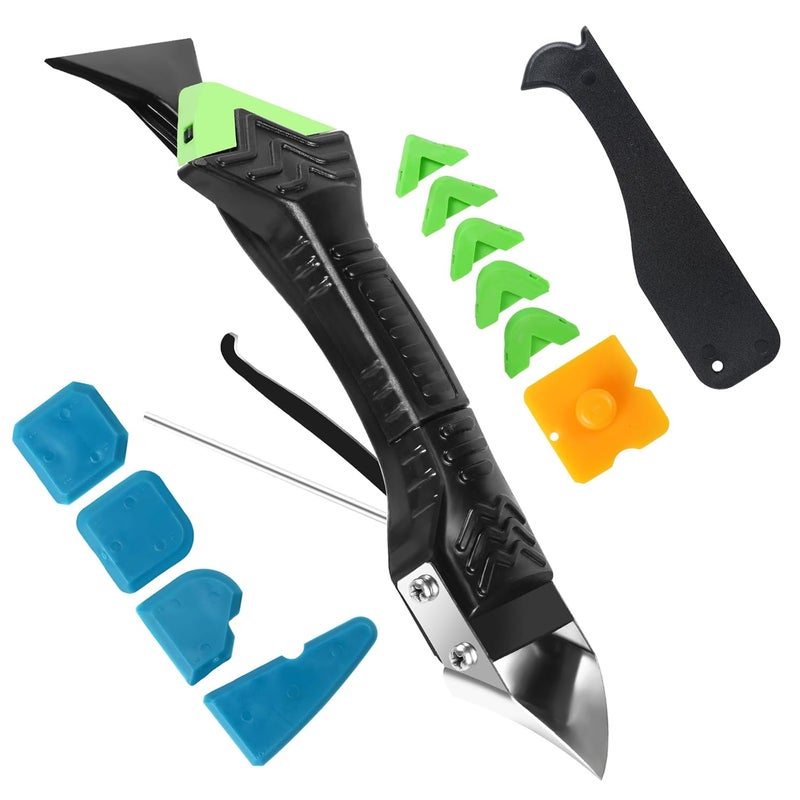 Ailewei Silicone Caulking Tool,5 in1 caulk remover tool with Grout Scraper,caulking tool kit，Adhesive Residue Scraper Seam Repair Tool Kit for Kitchen Bathroom - Image 1